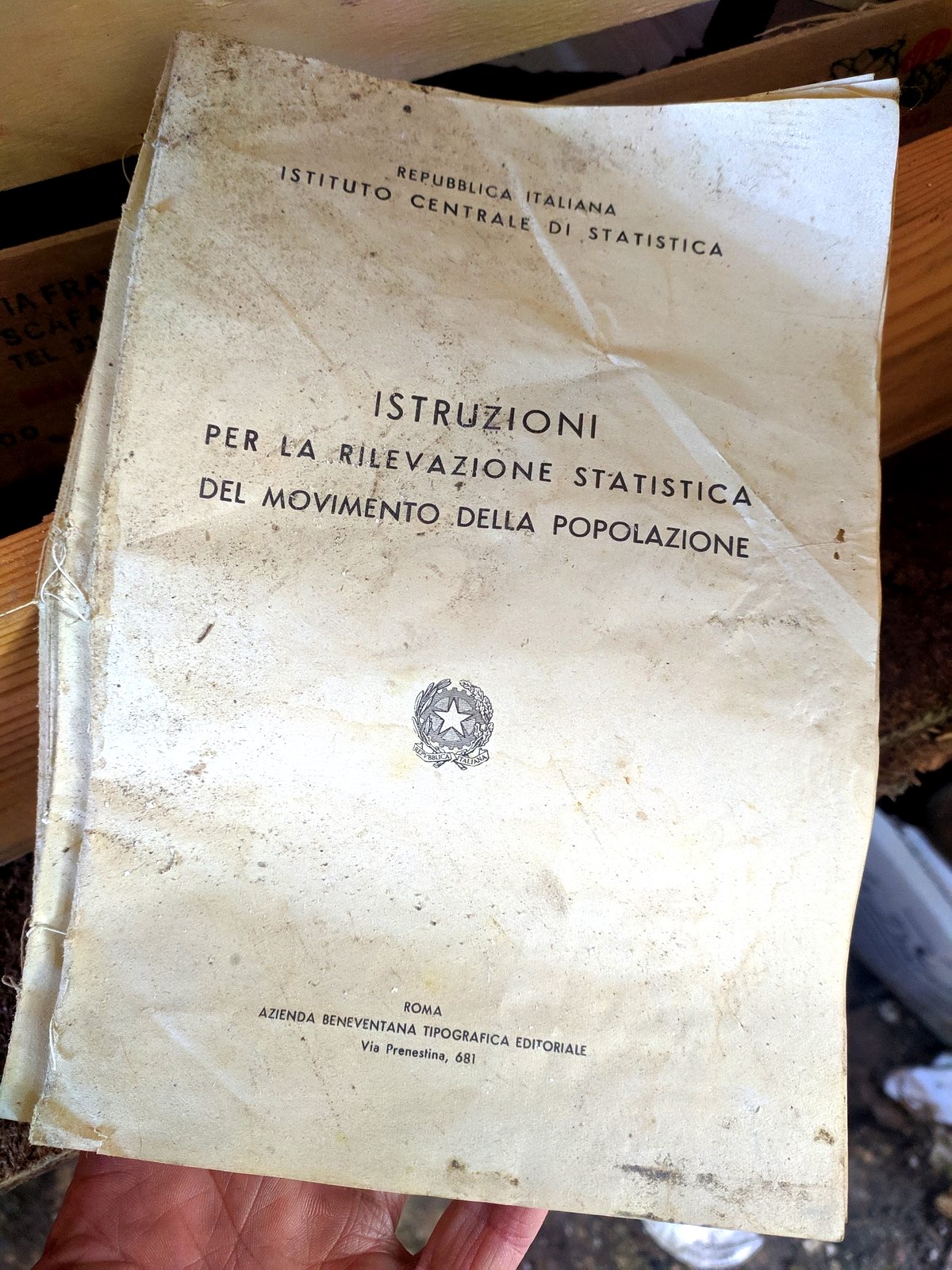 Statistica per il movimento della Popolazione - opuscolo d'epoca (foto Maurizio Cuomo)